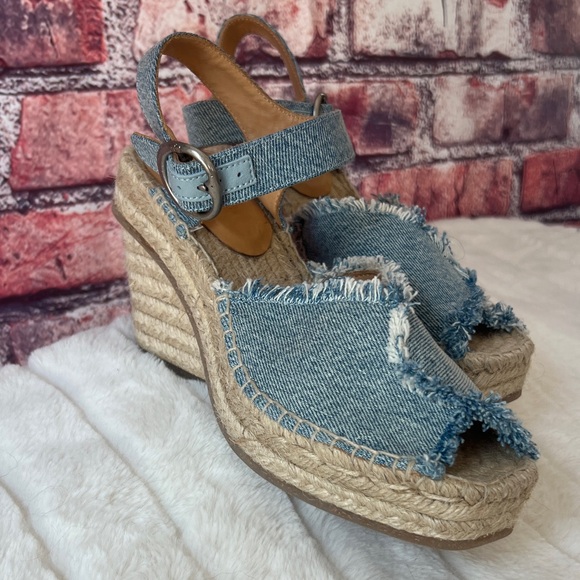 rag bone Blue Denim Espadrille Wedges